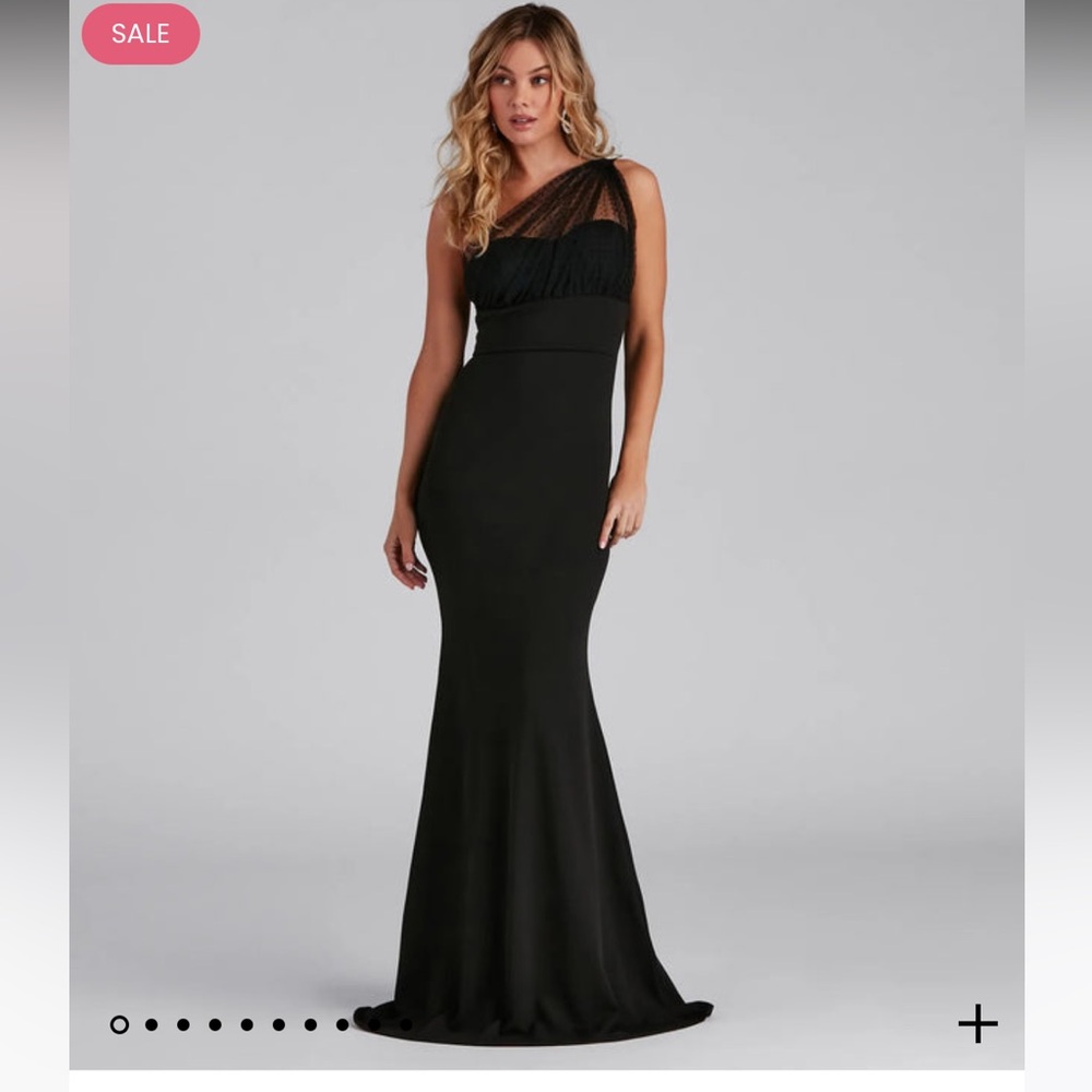 Windsor Gown Womens S Dakota Formal One-Shoulder Swiss Dot Dress